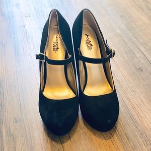 Charlotte Russe suede black platform pumps heels